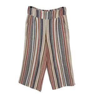 RD Style Multicolor Stripe Wide Leg Crop Pants Size Small Boho Elastic Waist